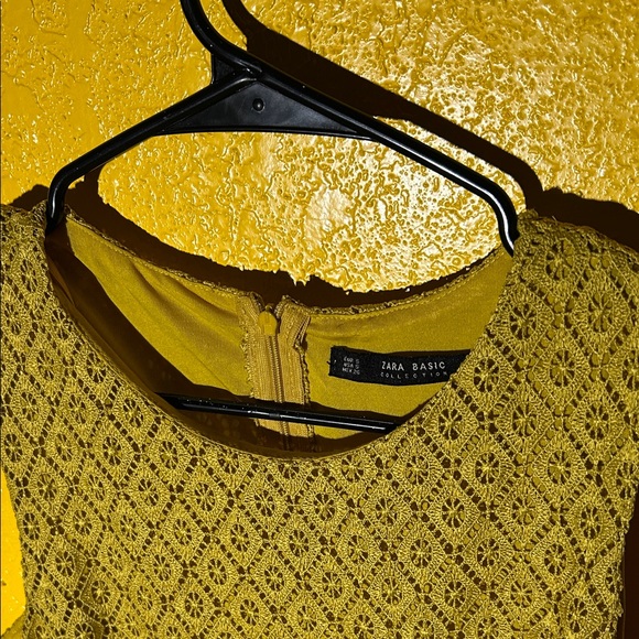 Zara Mustard Patterned Midi Dress - Picture 2 of 7